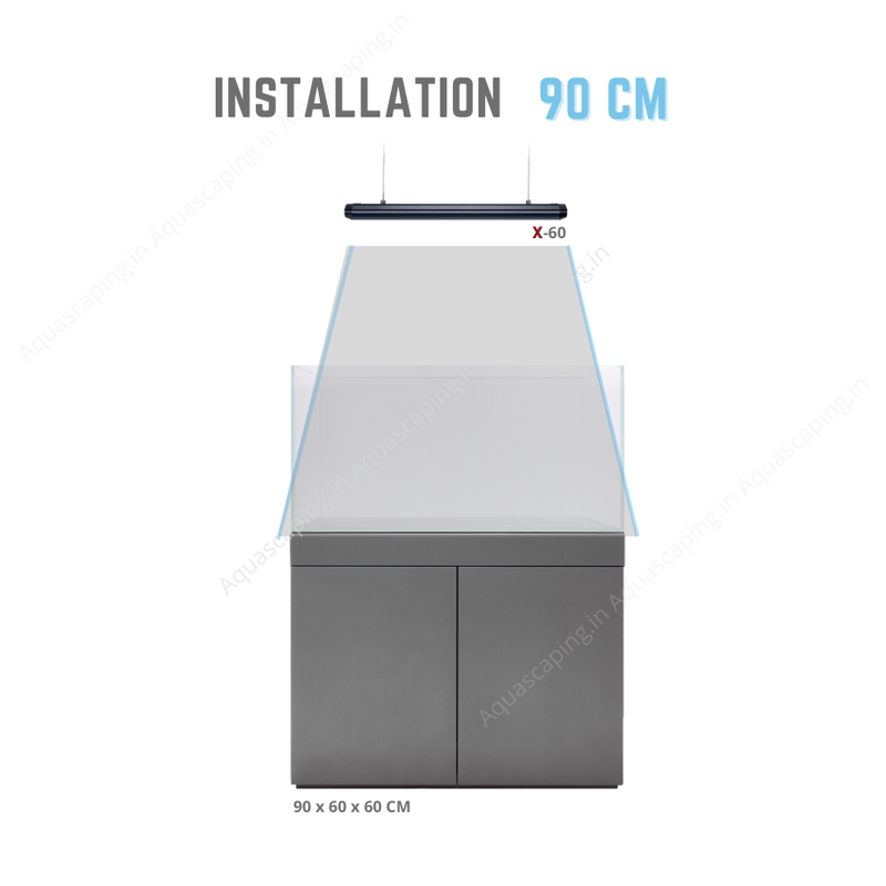 demo of x60 on 90 cm aquarium by aquascaping.in