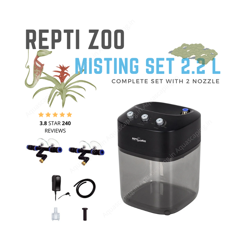 repti zoo misting system for paludarium, terrarium, aquatic plants, reptile etc 2.2 litre complete kit with 2 misting nozzles tr07 india